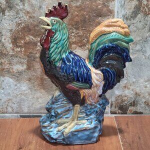 Vintage Large Chicken Rooster Figurine 15 In Tall Farmhouse Decor